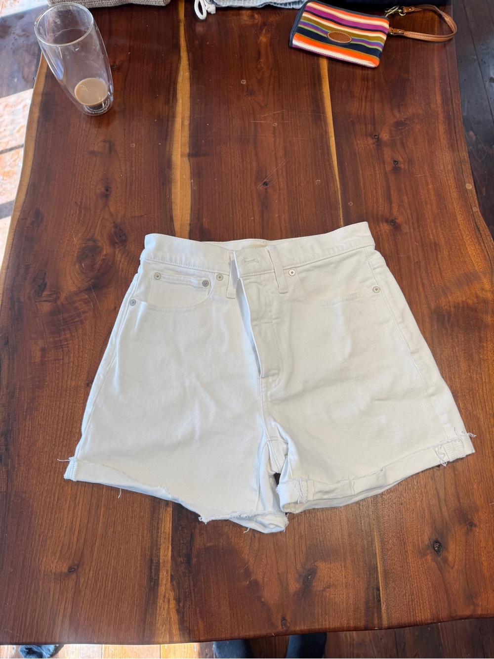Madewell White High-Rise Denim Shorts